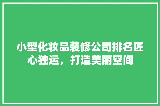 小型化妆品装修公司排名匠心独运，打造美丽空间
