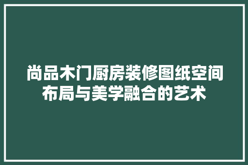 尚品木门厨房装修图纸空间布局与美学融合的艺术