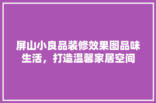 屏山小良品装修效果图品味生活，打造温馨家居空间