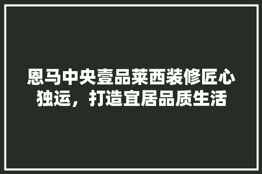 恩马中央壹品莱西装修匠心独运，打造宜居品质生活
