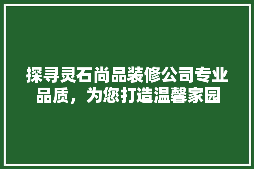 探寻灵石尚品装修公司专业品质，为您打造温馨家园