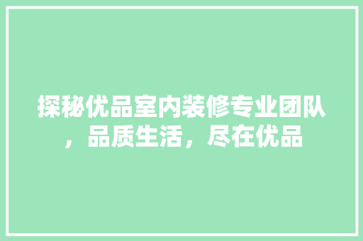 探秘优品室内装修专业团队，品质生活，尽在优品