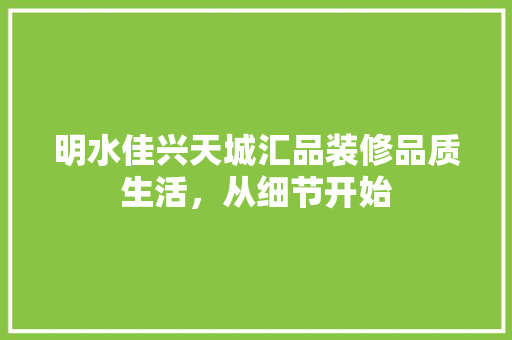明水佳兴天城汇品装修品质生活，从细节开始