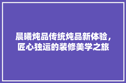 晨曦炖品传统炖品新体验，匠心独运的装修美学之旅