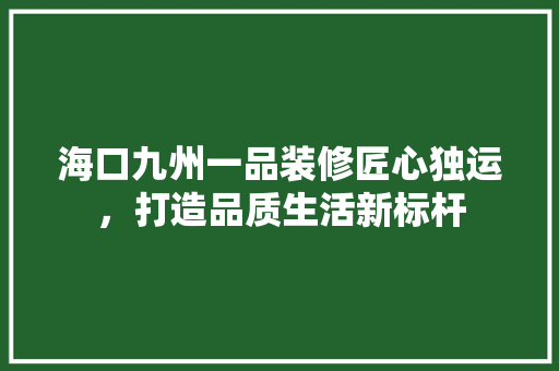 海口九州一品装修匠心独运，打造品质生活新标杆