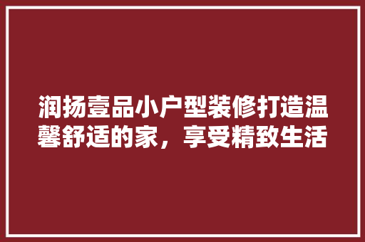 润扬壹品小户型装修打造温馨舒适的家，享受精致生活