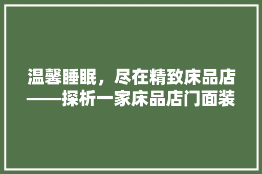温馨睡眠，尽在精致床品店——探析一家床品店门面装修效果图的艺术魅力