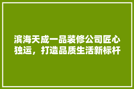 滨海天成一品装修公司匠心独运，打造品质生活新标杆