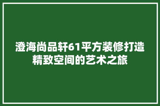 澄海尚品轩61平方装修打造精致空间的艺术之旅
