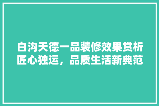白沟天德一品装修效果赏析匠心独运，品质生活新典范