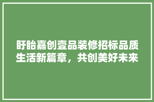 盱眙嘉创壹品装修招标品质生活新篇章，共创美好未来
