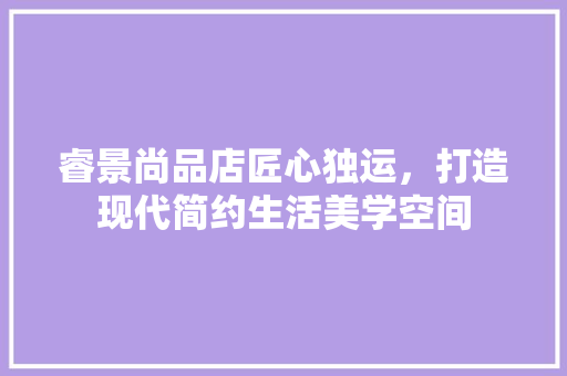 睿景尚品店匠心独运，打造现代简约生活美学空间