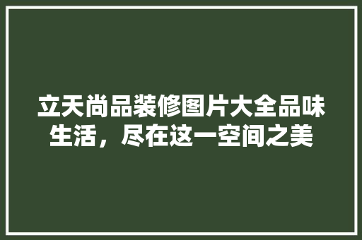 立天尚品装修图片大全品味生活，尽在这一空间之美