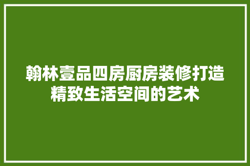 翰林壹品四房厨房装修打造精致生活空间的艺术