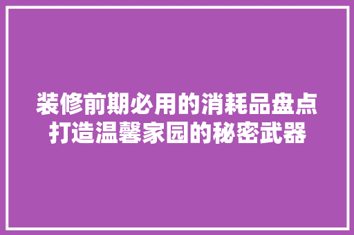 装修前期必用的消耗品盘点打造温馨家园的秘密武器