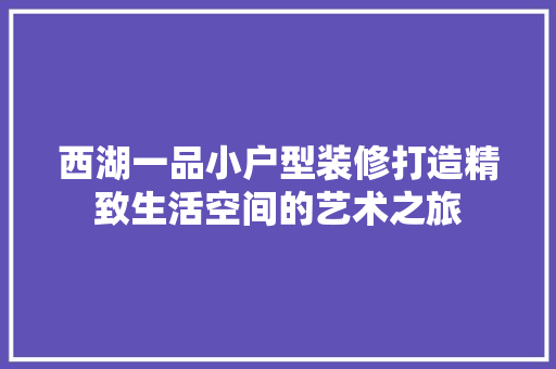 西湖一品小户型装修打造精致生活空间的艺术之旅