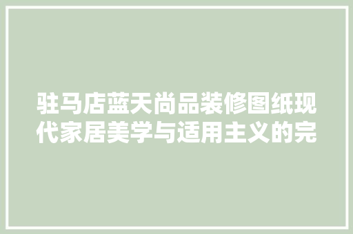 驻马店蓝天尚品装修图纸现代家居美学与适用主义的完美融合