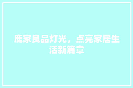 鹿家良品灯光，点亮家居生活新篇章