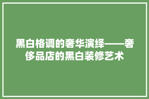 黑白格调的奢华演绎——奢侈品店的黑白装修艺术