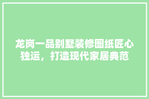 龙岗一品别墅装修图纸匠心独运，打造现代家居典范