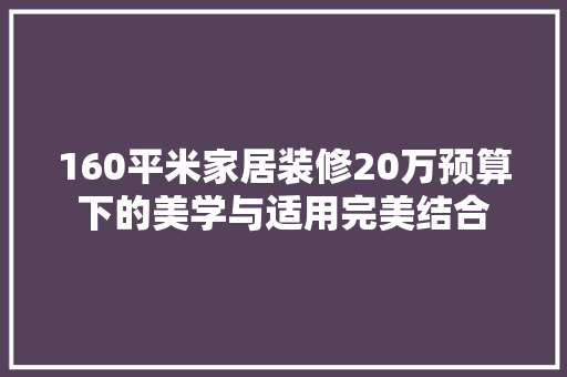 160平米家居装修20万预算下的美学与适用完美结合