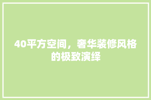 40平方空间，奢华装修风格的极致演绎