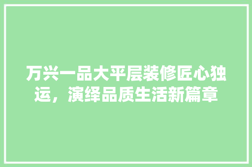 万兴一品大平层装修匠心独运，演绎品质生活新篇章