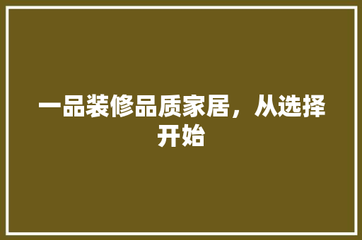 一品装修品质家居，从选择开始