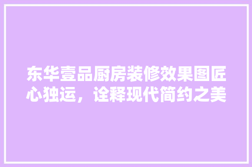 东华壹品厨房装修效果图匠心独运，诠释现代简约之美