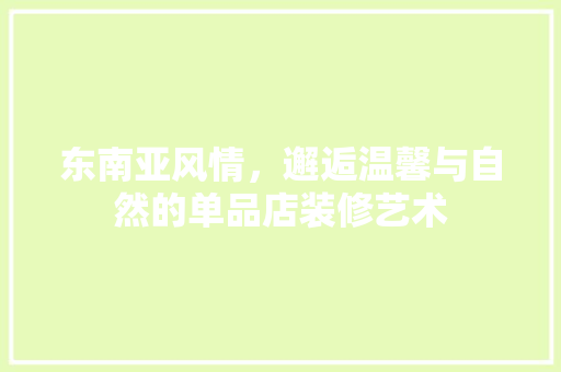 东南亚风情，邂逅温馨与自然的单品店装修艺术