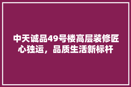 中天诚品49号楼高层装修匠心独运，品质生活新标杆