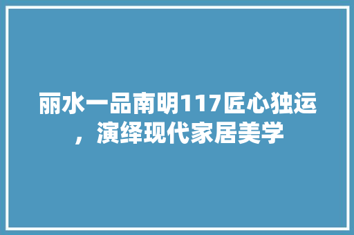丽水一品南明117匠心独运，演绎现代家居美学