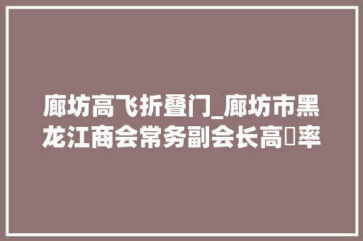 廊坊高飞折叠门_廊坊市黑龙江商会常务副会长高飛率团来商会实地考察