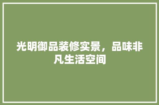 光明御品装修实景，品味非凡生活空间