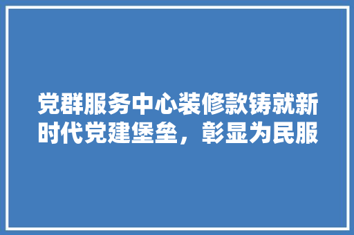 党群服务中心装修款铸就新时代党建堡垒，彰显为民服务宗旨