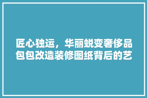匠心独运，华丽蜕变奢侈品包包改造装修图纸背后的艺术魅力