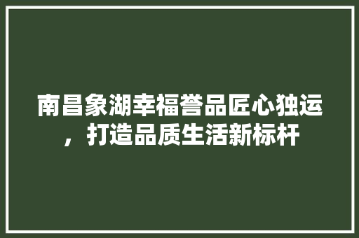 南昌象湖幸福誉品匠心独运，打造品质生活新标杆