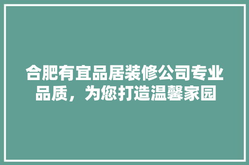 合肥有宜品居装修公司专业品质，为您打造温馨家园