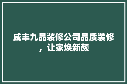 咸丰九品装修公司品质装修，让家焕新颜