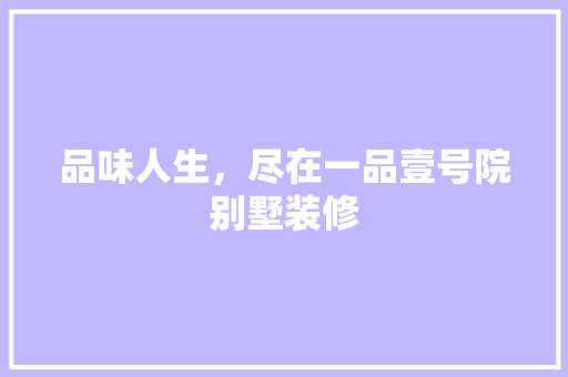 品味人生，尽在一品壹号院别墅装修