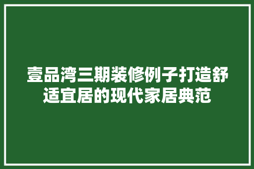 壹品湾三期装修例子打造舒适宜居的现代家居典范