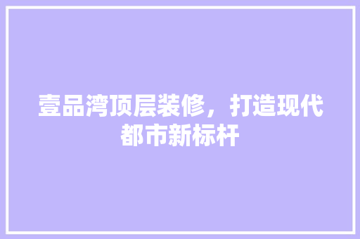 壹品湾顶层装修，打造现代都市新标杆