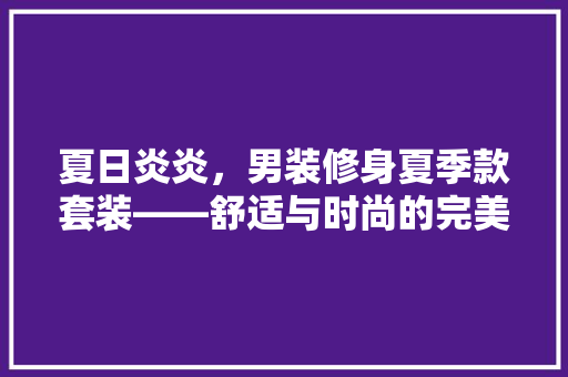 夏日炎炎，男装修身夏季款套装——舒适与时尚的完美结合
