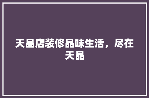 天品店装修品味生活，尽在天品