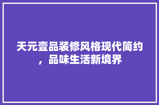 天元壹品装修风格现代简约，品味生活新境界