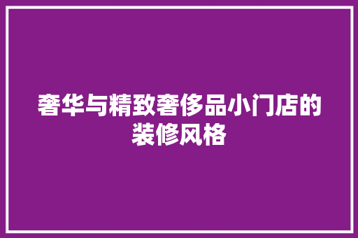 奢华与精致奢侈品小门店的装修风格