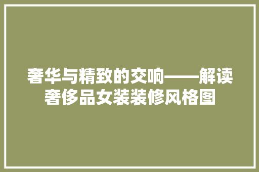 奢华与精致的交响——解读奢侈品女装装修风格图