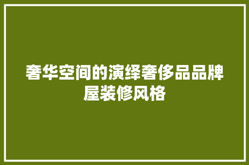 奢华空间的演绎奢侈品品牌屋装修风格