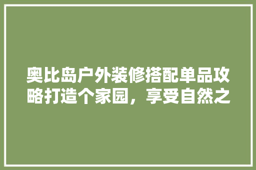 奥比岛户外装修搭配单品攻略打造个家园，享受自然之美