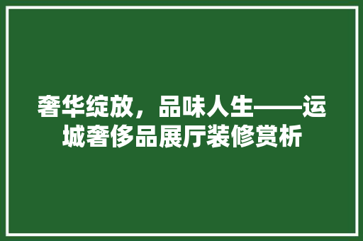 奢华绽放，品味人生——运城奢侈品展厅装修赏析
